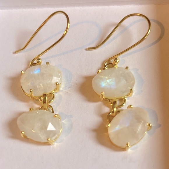 Moonstone Dangle Earrings Aureus + Argent | Ella - Picture 3 of 7